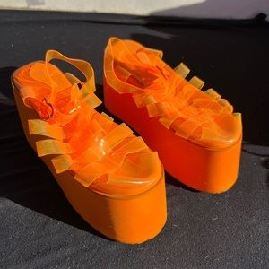 *NEON* Orange Platform Sandals